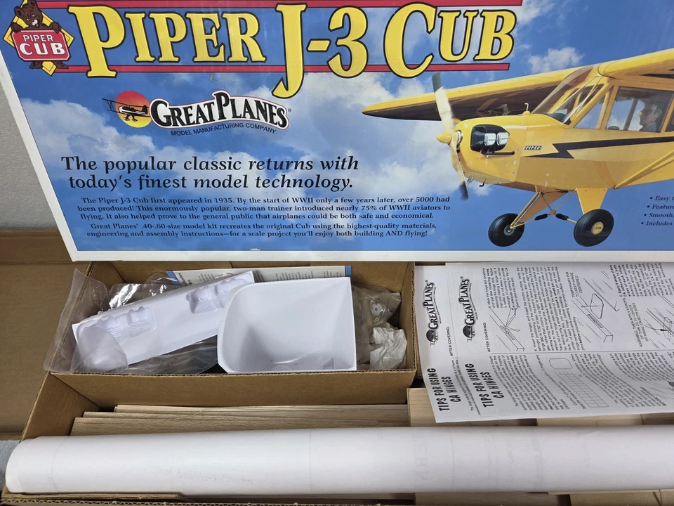 Great Planes J-3 Piper Cub .40-.60 Size R/C Airplane Kit GPMA0160 *NIOB READ* - Image 3 of 4