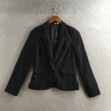 Frenchi Blazer Jacket Womens Medium Black Long Sleeve Notch Lapel One Button