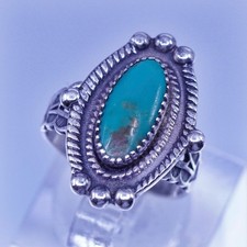 Size 5, Native American navajo Sterling 925 silver handmade ring with turquoise