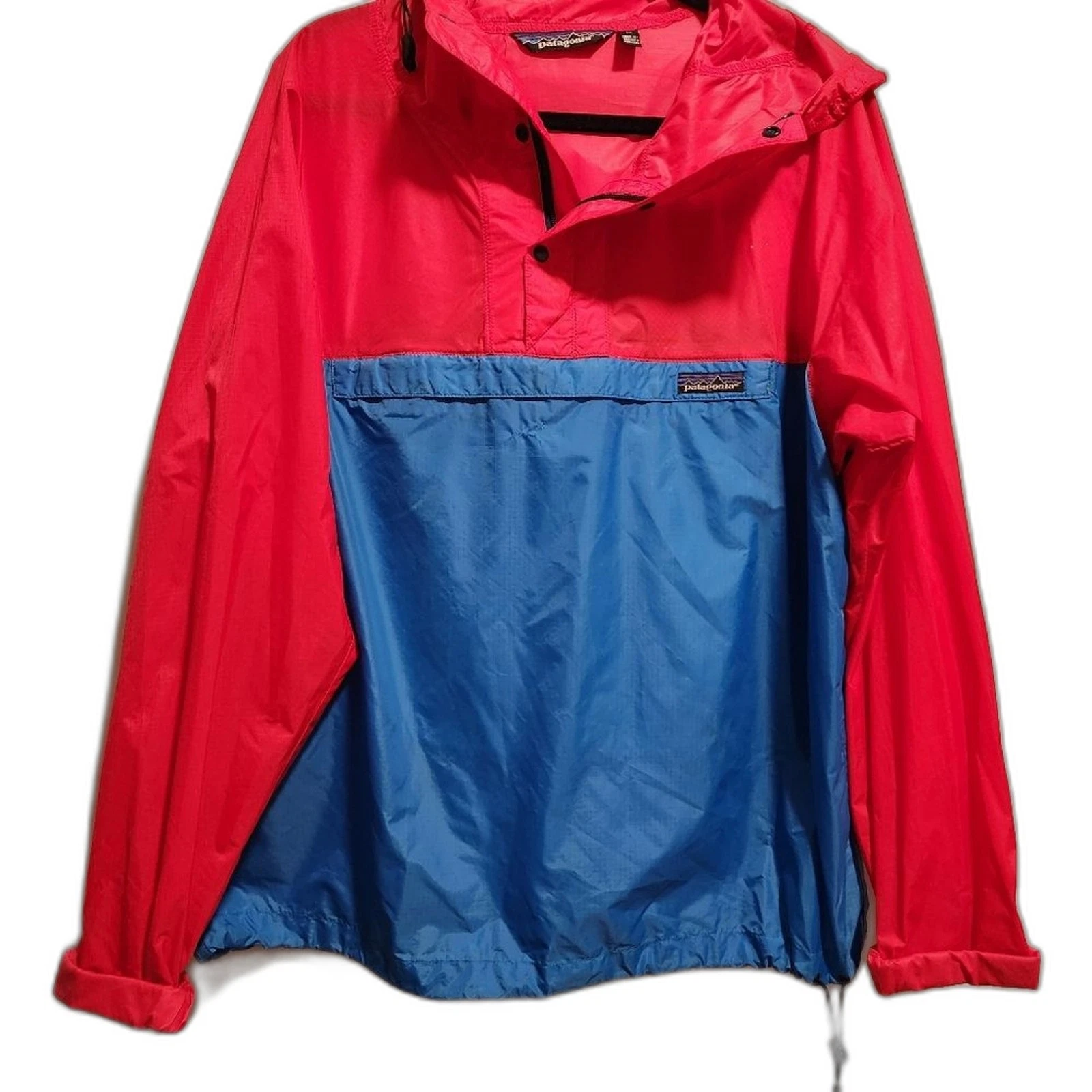 Vintage Patagonia Windbreaker | Size L | 90s Red Blue Packable Pullover