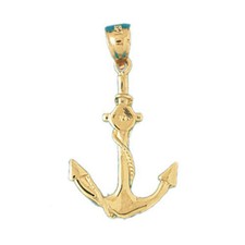Ship Anchor Charm Pendant 14k Gold