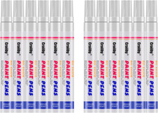 White Paint Markers, 12 Pack Oil-Based Waterproof Quick Dry Permanent Paint Pen