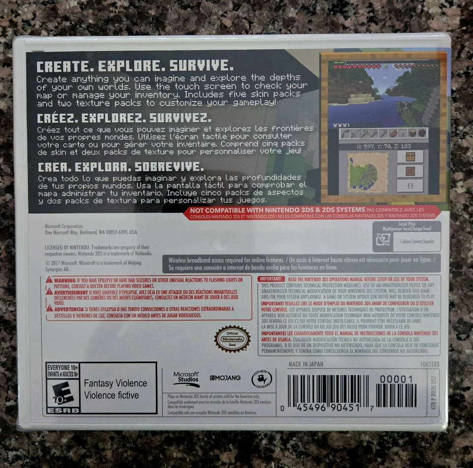 **BRAND NEW** MINECRAFT NEW NINTENDO 3DS EDITION VIDEO GAME SEALED FOR "NEW" 3DS - Image 2 of 4