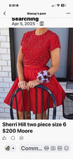 Sherri Hill Red Two-Piece Beaded Short Ball Gown Dress Women's Size 6