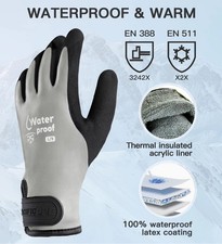 100 Waterproof Gloves Men and Women, Winter Work Gloves Cold Weather Large, NIB