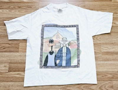 Vintage 90's Looney Tunes American Gothic Parody T Shirt Medium