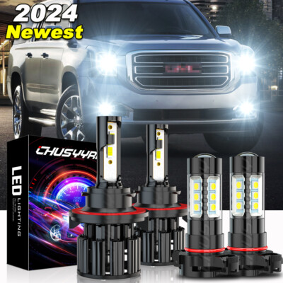 For GMC Yukon 2007 - 2014 LED Headlights Kit High Low Beam Fog Light 6000K Bulbs