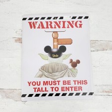 Disney Parks Star Wars YODA Embossed Metal Sign Warning You Must Be This Tall