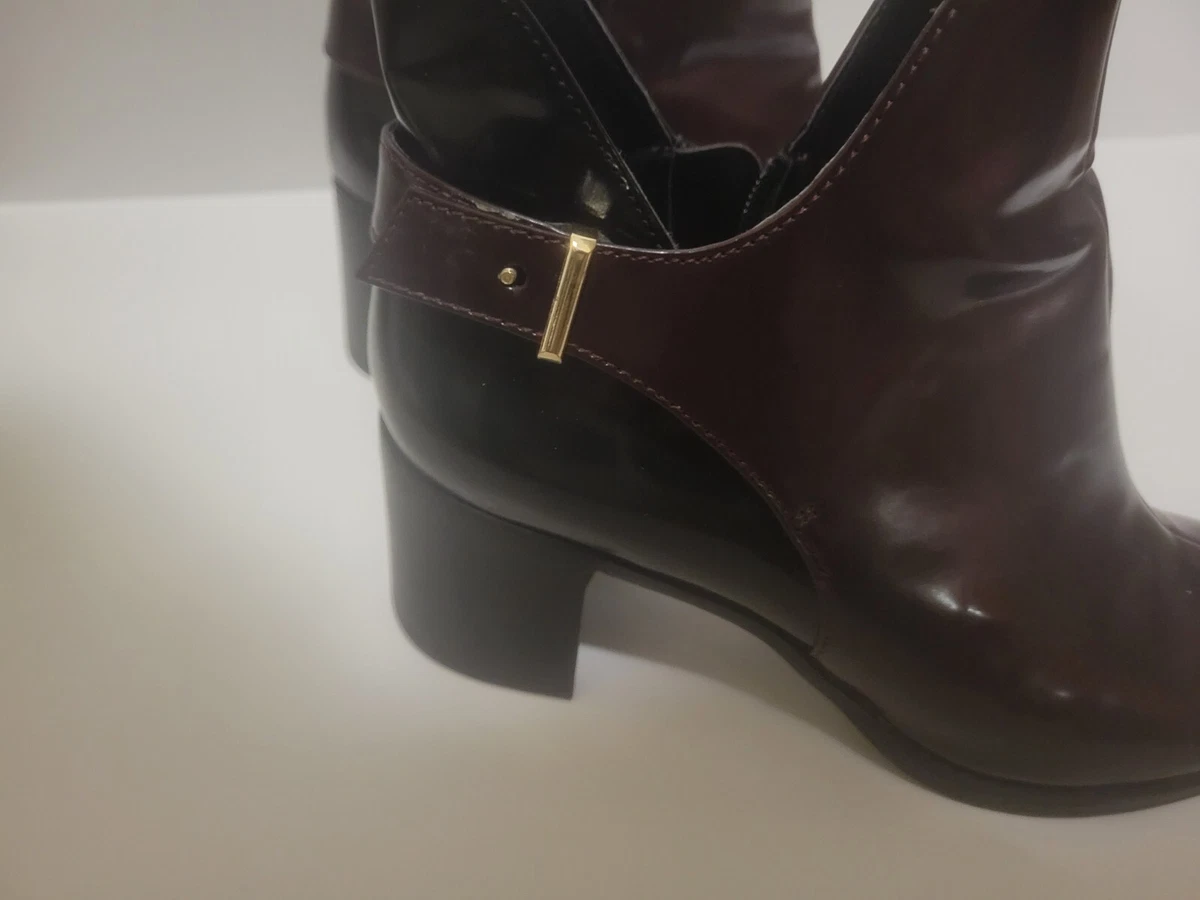Zara Trafaluc Women s Sz 40 Shoes wine Black Zip Up Chelsea Ankle