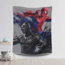 SpiderMan Tapestry, BlackPanther WallHanging, Superhero RoomDecor, Marvel Wall