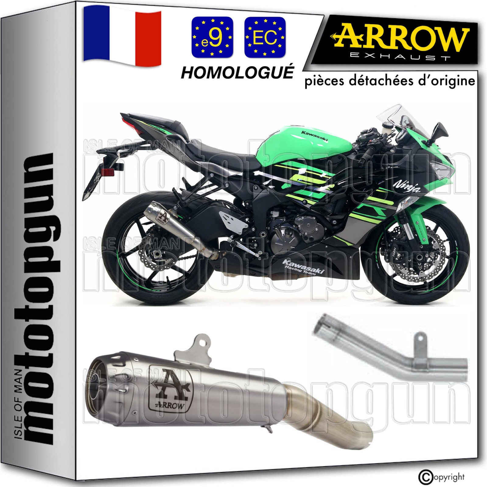 Échappement Arrow Open Pro-Race Kawasaki ZX-6R 636 2020 pot silencieux moto