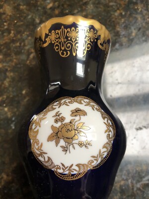 Set Of 2 New WEIMAR PORZELLAN Echt Kobalt Blue Gold Floral 5.5