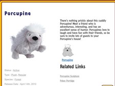 WEBKINZ PET ADOPTION CODE FOR PORCUPINE HM368 - NO ACTUAL PET- EMAIL OR MAIL