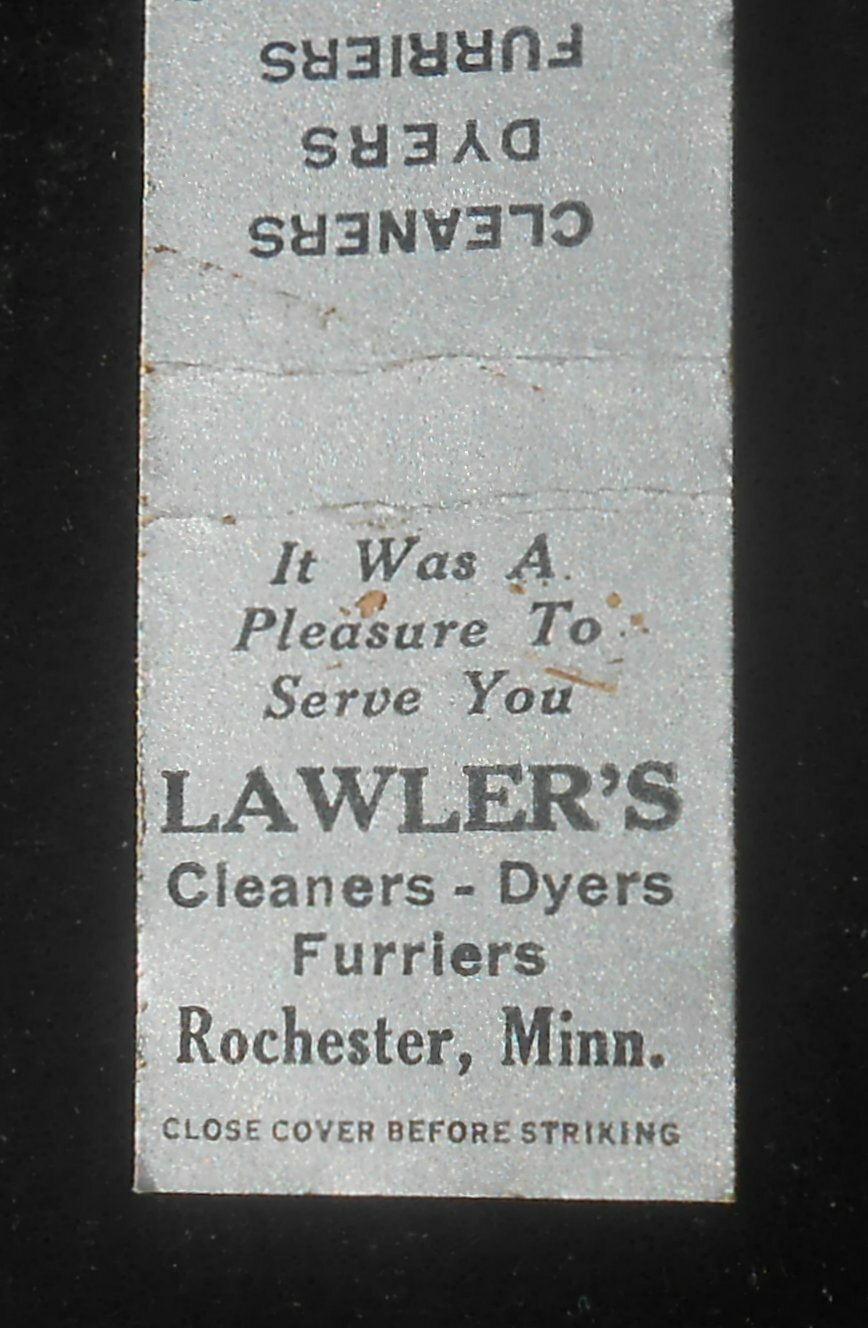 1930s Midget Size Lawler's Cleaners Dyers Furriers Phones 2323 2828 Rochester MN eBay