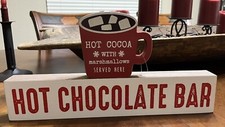 Hot Chocolate Bar Hot Cocoa Marshmallows Wood Signs 2 Winter Christmas Decor