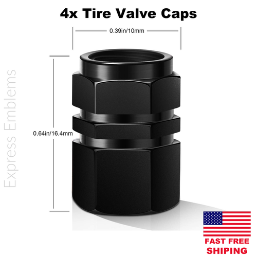 4pcs Black Tire Valve Cap Stem Cover For Bike, Car, Trucks, ATV - Picture 2 of 3