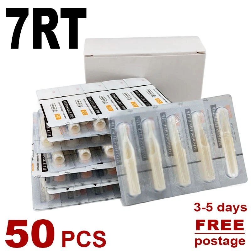 EZ REVOLUTION 7RT Tattoo Round Tips Tubes Nozzles 50pcs for 7RL, 7RS Needle Sterile White