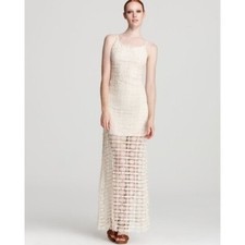 Alice + Olivia Anora Cream Crochet Lace Maxi Slip Dress S