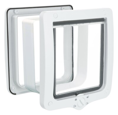 TRIXIE 4-Wege Freilauftür XXL mit Tunnel geräuscharm für Katzen 24 × 28 cm