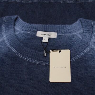 Oliver Ridley NWT Hawkins Pullover Crew Neck Sweater Size L in Blue 100% Alpaca