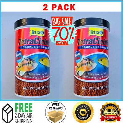 Tetra Cichlid Floating Pellets Fish Food Medium Large Cichlids 6 Ounce 2 Pack