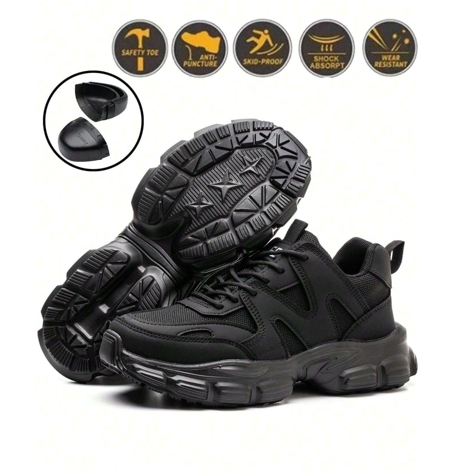 Zapatos Zapatillas Con Punta de Acero de Seguridad Tenis Negras Para Mujer Botas