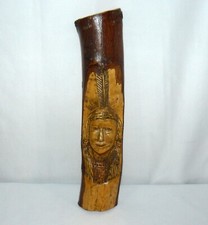 Native American Hand Carved Wooden Tree Branch Signed 16" HandMade Wall Hanging