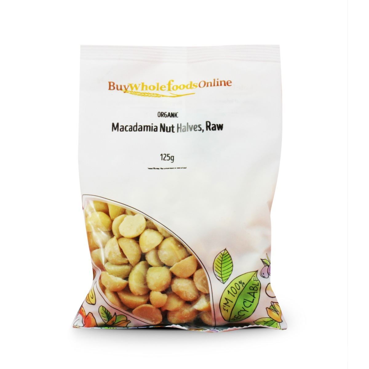 Organic Macadamia Nut Halves, Raw 125g | BWFO | Free UK Mainland P&P