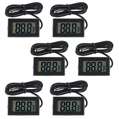 6-Pack TPM-10 Fahrenheit( ) Digital Thermometer Wired for Car Greenhouse