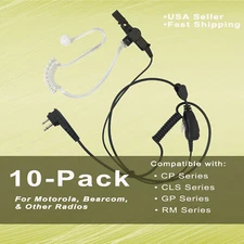 10x Acoustic PTT Mic Earpiece for Motorola Radios RDM2070d, Mag One BPR40, CP200