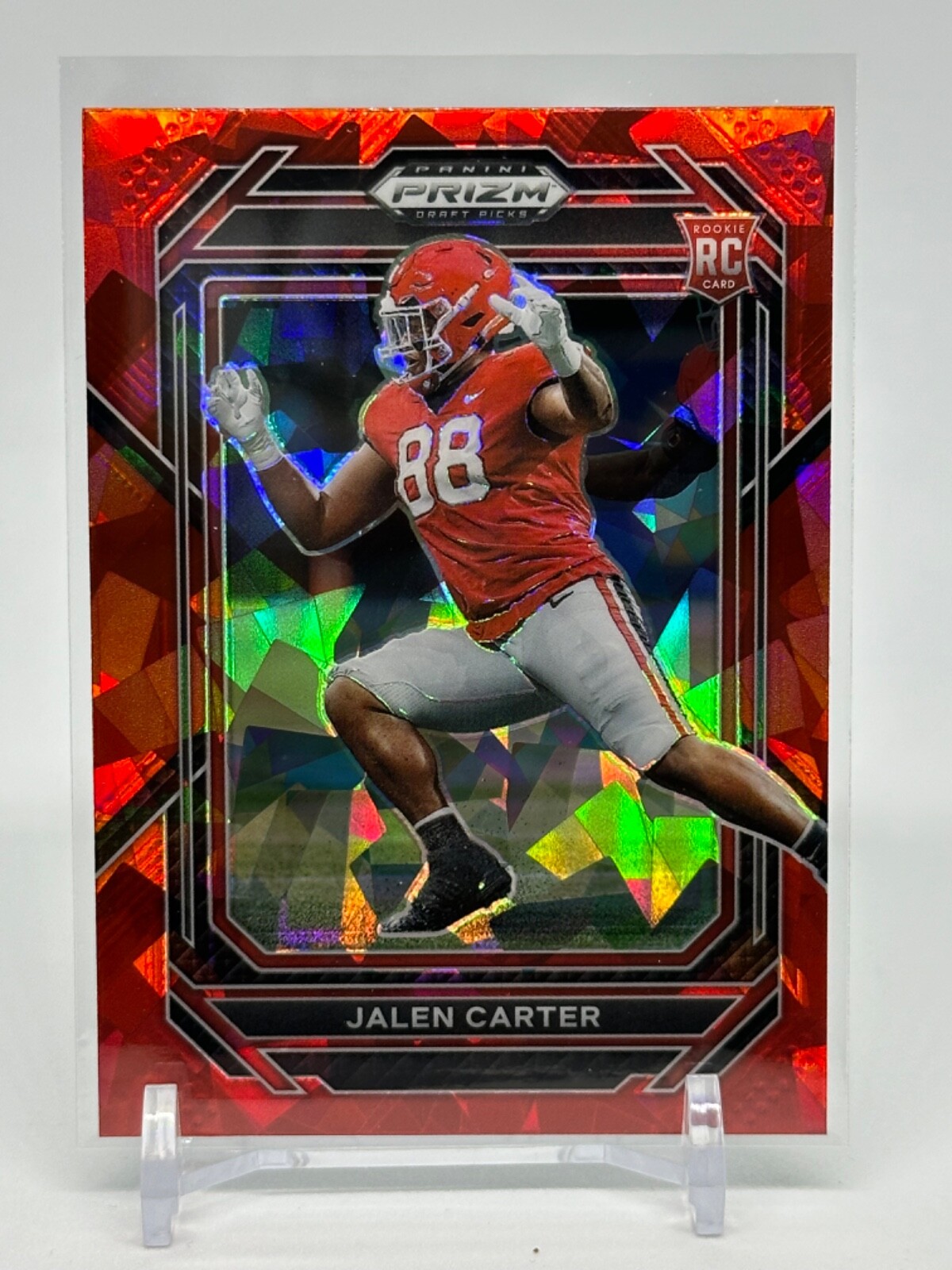 2023 Panini Prizm Draft Picks #163 Jalen Carter Rookie Red Cracked Ice Georgia