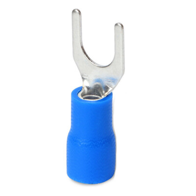 1000 Pack Blue Insulated Spade Fork Terminals - 16-14 AWG, #10 Stud, SV2-5S