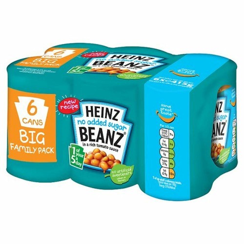 Heinz Baked Beans No Added Sugar In Tomato Sauce 6 X 415g 5000157078803
