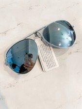 Silver Aviator Sunglasses Gunmetal Mirror Lens NEW