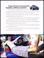 1996 VW Volkswagen Golf Vintage Advertisement Print Art Car Ad J763