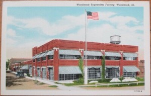 Woodstock-IL-1930s-Postcard-Typewriter-Factory-Illinois-Ill