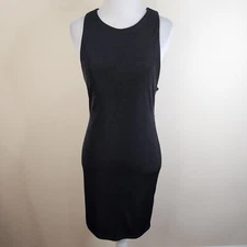 Elodie Dress Womens Size Large Black Knit Stretch Sleeveless Sheath New