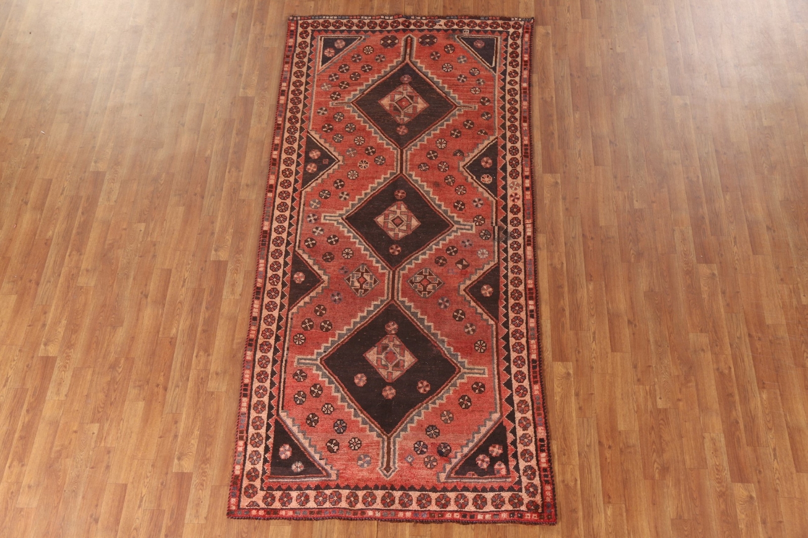 Antique Runner Rug 4x9 ft.Geometric Lori Oriental Hand-Knotted Hallway ...
