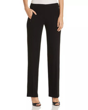  278 Elie Tahari Women's Black Straight Leg Elastic Waist Career Pants Size 10
