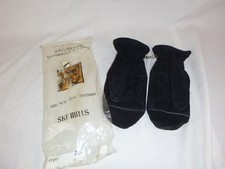 NOS Vtg Hilts Willard Golden Fox Black Suede Ski Mittens Mens Size M
