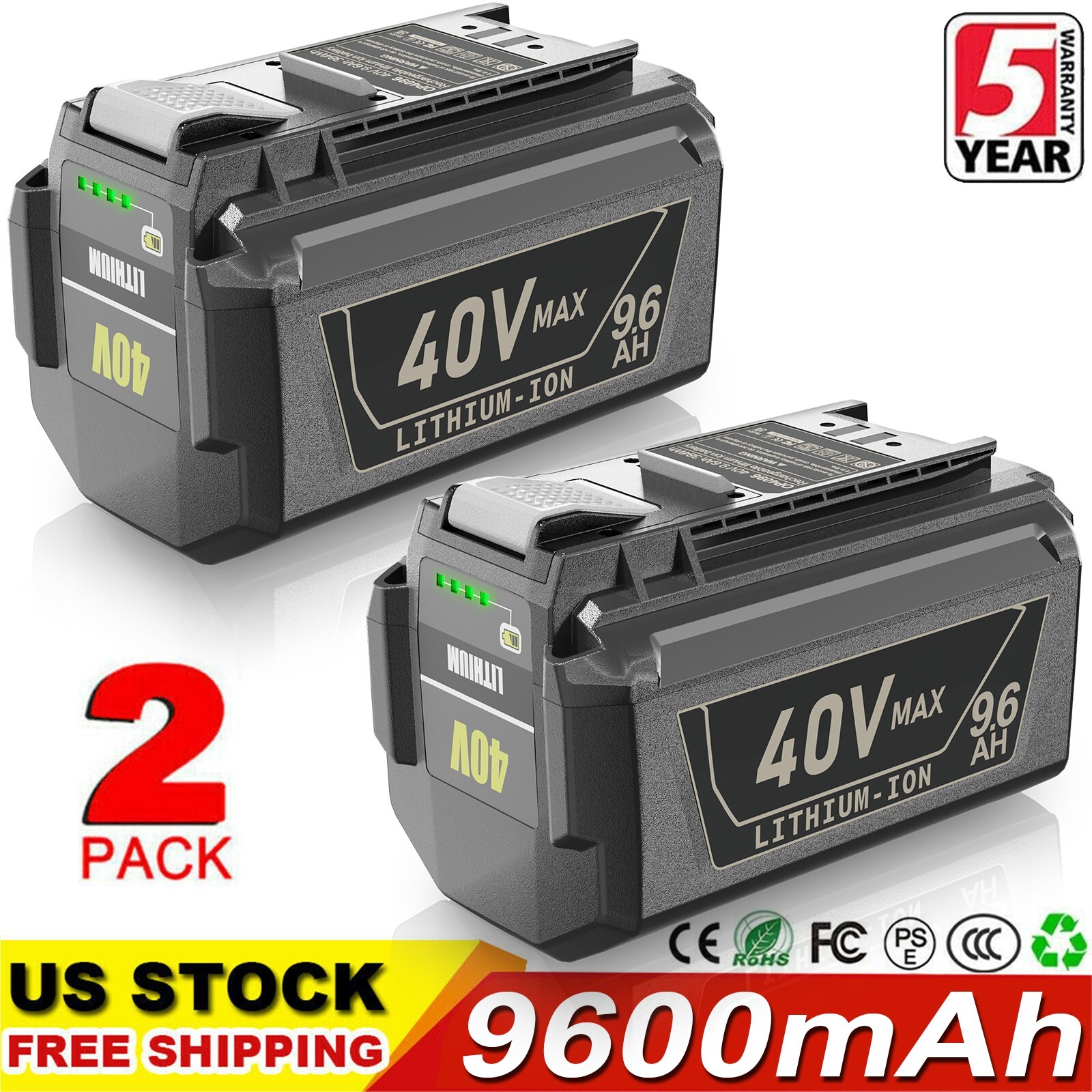 2x For Ryobi 40V Lithium High Capacity 9.6Ah Battery OP40261 OP4026 OP4015 New