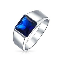 Bling Jewelry Simulated Sapphire Engagement Ring For Men Rhodium Plated Bling Jewelry Simulated Sapphire Engagement Ring For Men Rhodium Plated