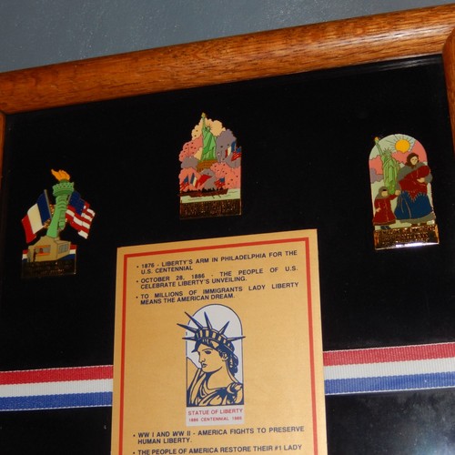 1986 Statue Of Liberty Enamel Pin set 6 Framed Lady Centennial Gift Creation - Picture 3 of 12