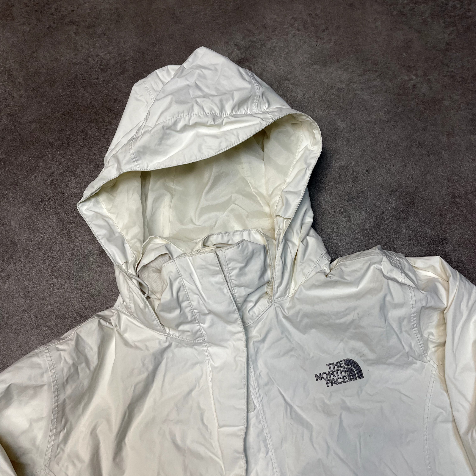 The North Face Hyvent Rain Jacket Womens Large Full Zip Windbreaker Coat, White image 7