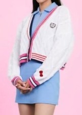XO Kitty Hello Kitty Forever 21 Cropped Knit Preppy Cardigan Sweater Size XL