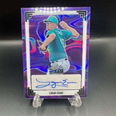 2024 Leaf Metal Logan Evans Purple Lava Autograph /9 Seattle Mariners