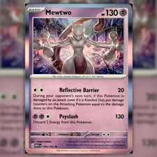 Carta Pokemon rara Mewtwo 150/165 Holo (SV: Scarlatto e Viola 151) quasi nuova