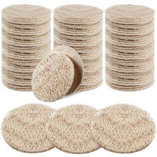 100 Pcs Natural Loofah Exfoliating Pads 2.36" for Face Body Scrub, Beige
