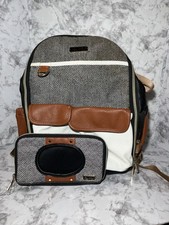 Itzy Ritzy Herringbone Diaper Bag Backpack Inner/Outer Pockets  Wipes holder
