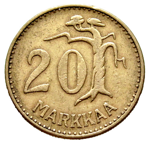 FINLAND 1954 20 MARKKAA Lion Rampant & Tree yes we do combine postage